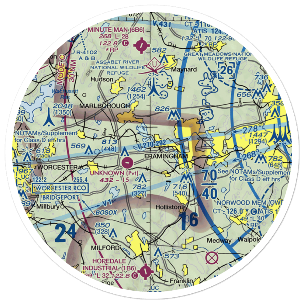 Wormid Airport (08MA) VFR Sectional Sticker (30 mile) 