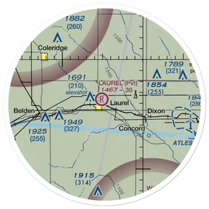 Laurel Municipal Airport (08NE) VFR Sectional Sticker (20 mile)