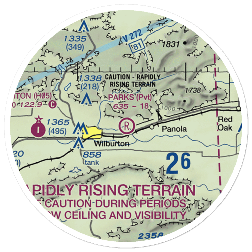 Parks Airport (08OK) VFR Sectional Sticker (20 mile) 