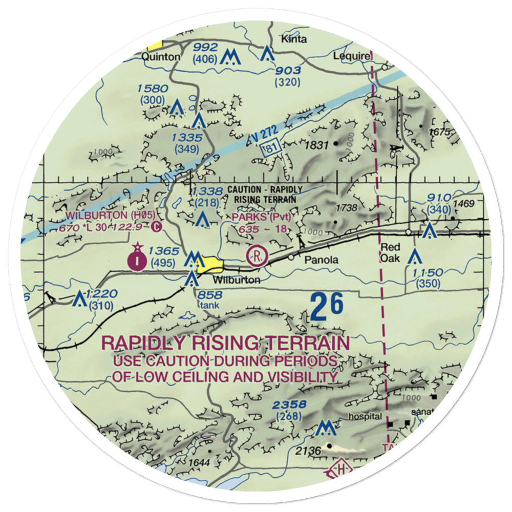 Parks Airport (08OK) VFR Sectional Sticker (30 mile) 