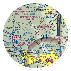 Cross Wind Airport (08TX) VFR Sectional Sticker (20 mile)