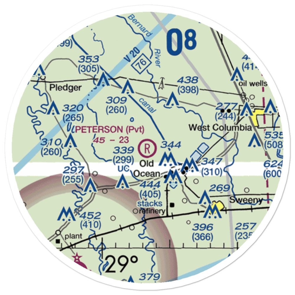 Peterson Airport (08XS) VFR Sectional Sticker (20 mile) 