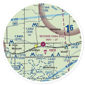 Skydive Iowa Airport (09IA) VFR Sectional Sticker (20 mile)