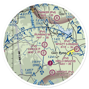 Running M Ranch Airport (09TE) VFR Sectional Sticker (20 mile)