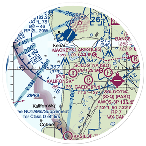 Kalifonsky Meadows Airport (0AA7) VFR Sectional Sticker (20 mile)