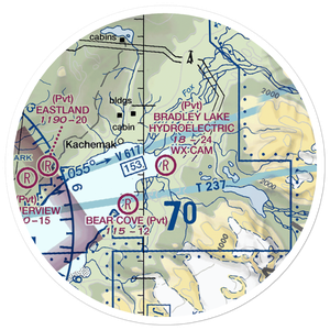 Bradley Lake Hydroelectri Project Airstrip (0AK7) VFR Sectional Sticker (20 mile)