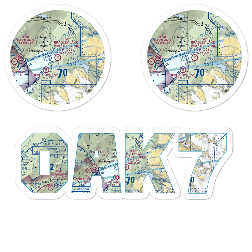 Bradley Lake Hydroelectri Project Airstrip (0AK7) VFR Sectional Sticker Pack 