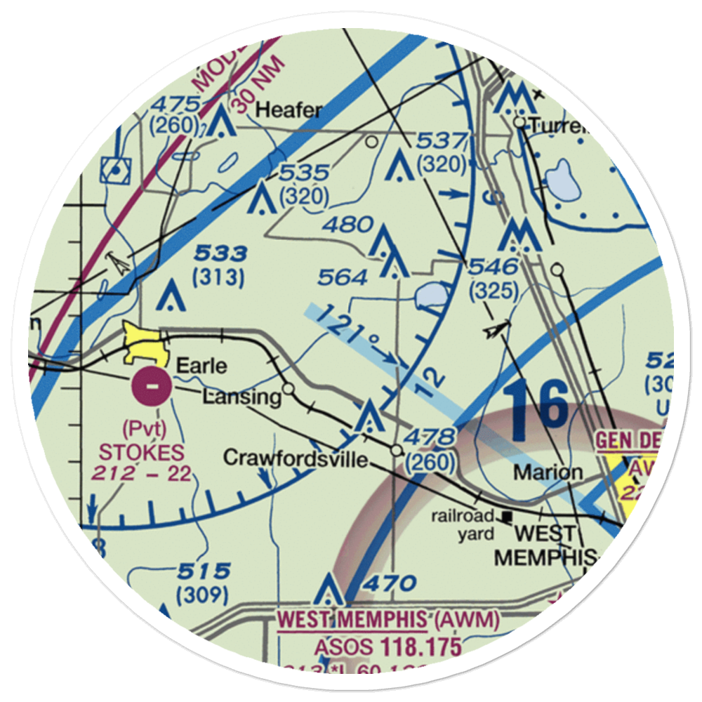 Mission Field-Marotti Memorial Airport (0AR2) VFR Sectional Sticker (20 mile) 