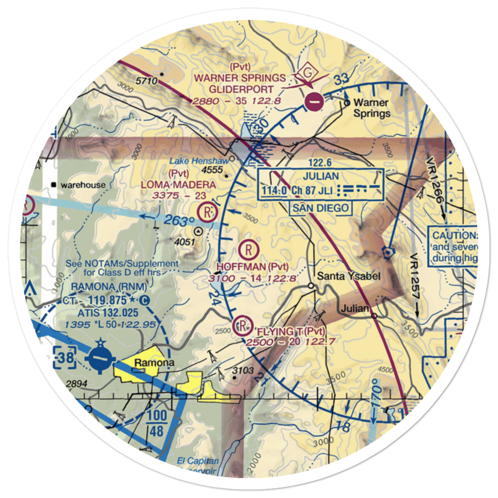Hoffman Private Airport (0CA5) VFR Sectional Sticker (30 mile) 