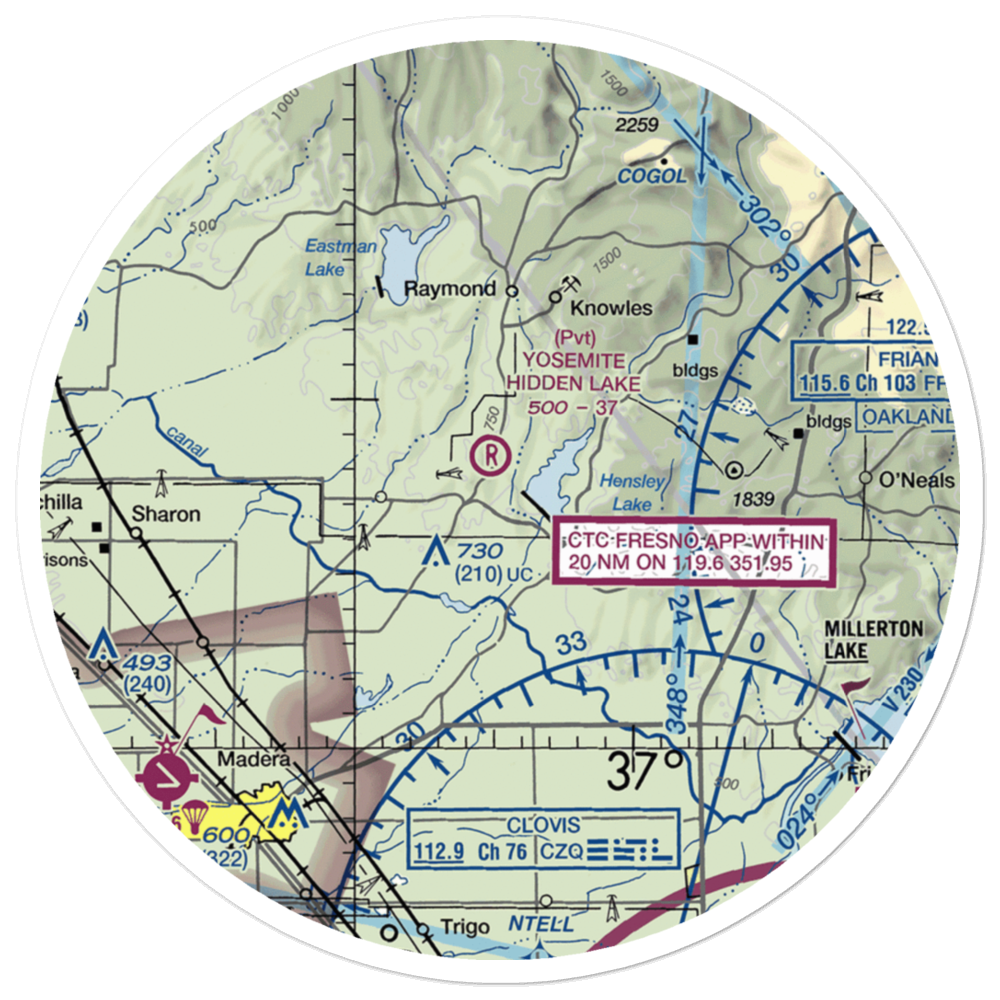 Yosemite Hidden Lake Ranch Airport (0CL0) VFR Sectional Sticker (30 mile) 