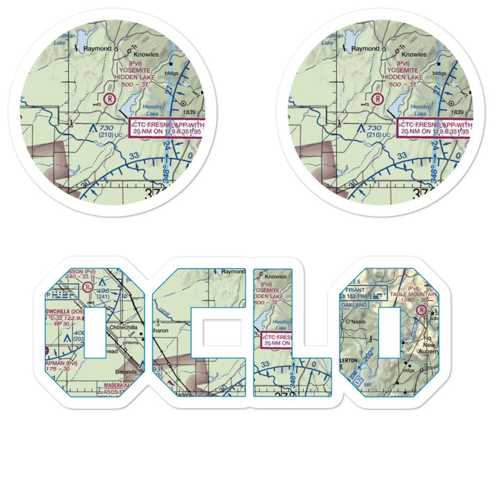 Yosemite Hidden Lake Ranch Airport (0CL0) VFR Sectional Sticker Pack 