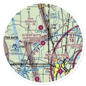 Sutter Butte Dusters Airport (0CN2) VFR Sectional Sticker (20 mile)