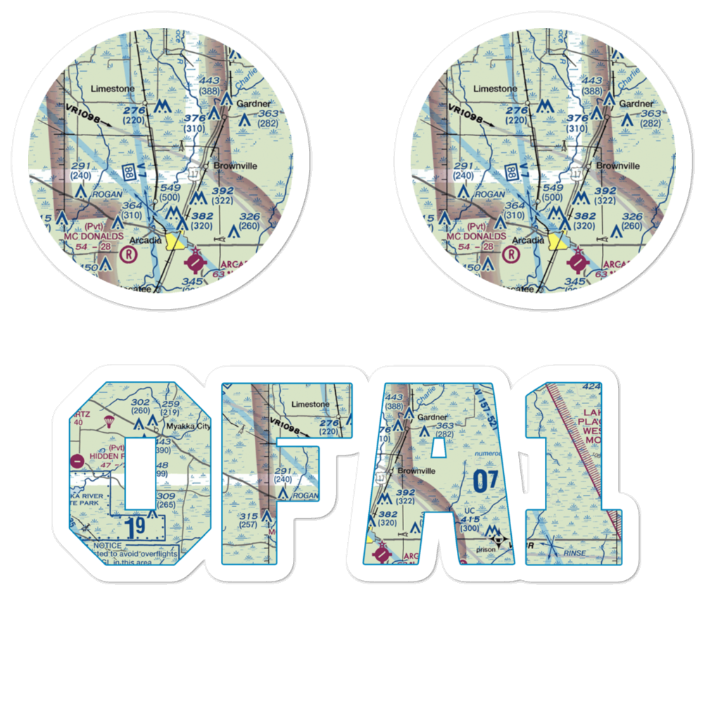 Ott's Landing Airport (0FA1) VFR Sectional Sticker Pack 