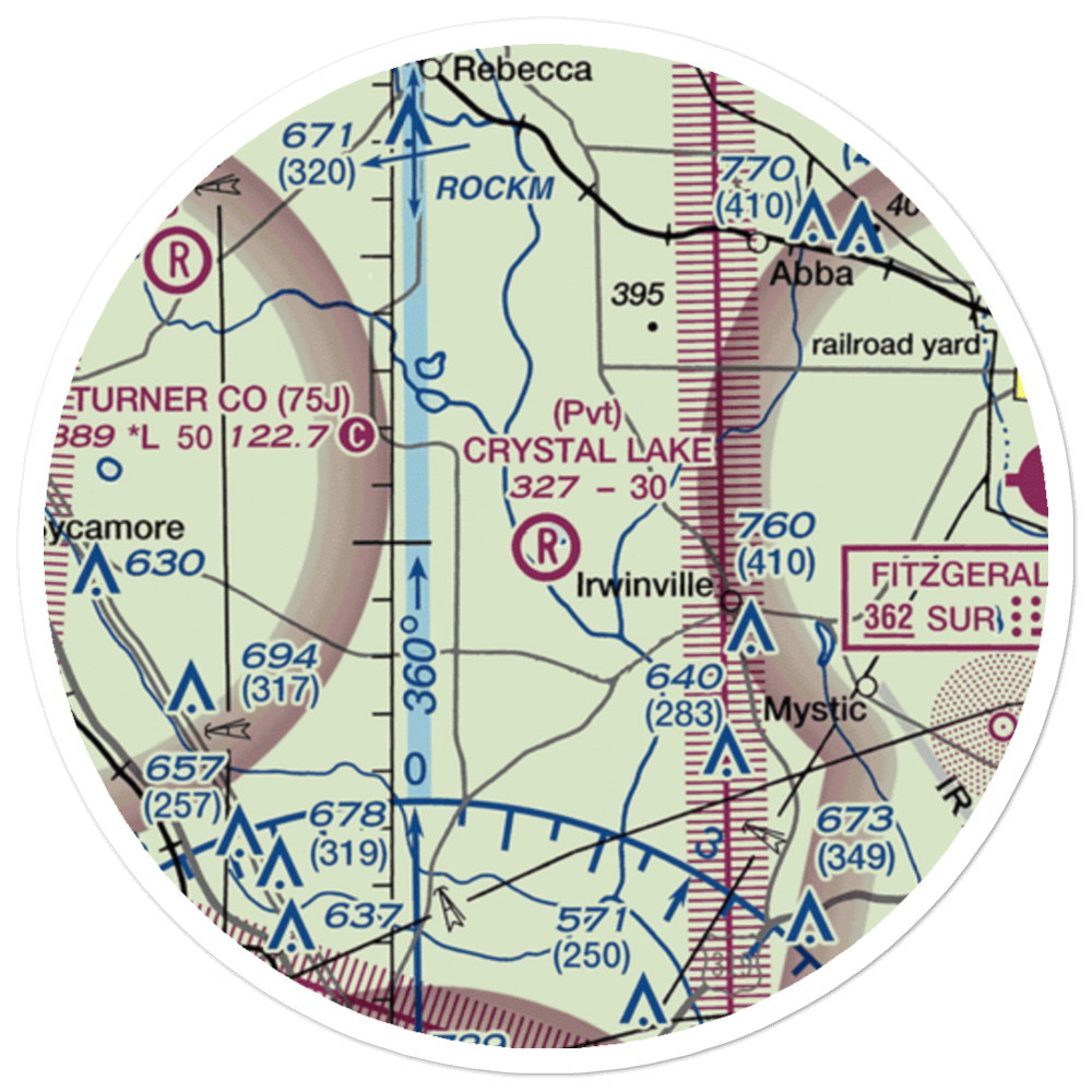 Crystal Lake Airpark (0GE1) VFR Sectional Sticker (20 mile) 