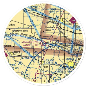 Ziggy's Airport (0ID1) VFR Sectional Sticker (20 mile)