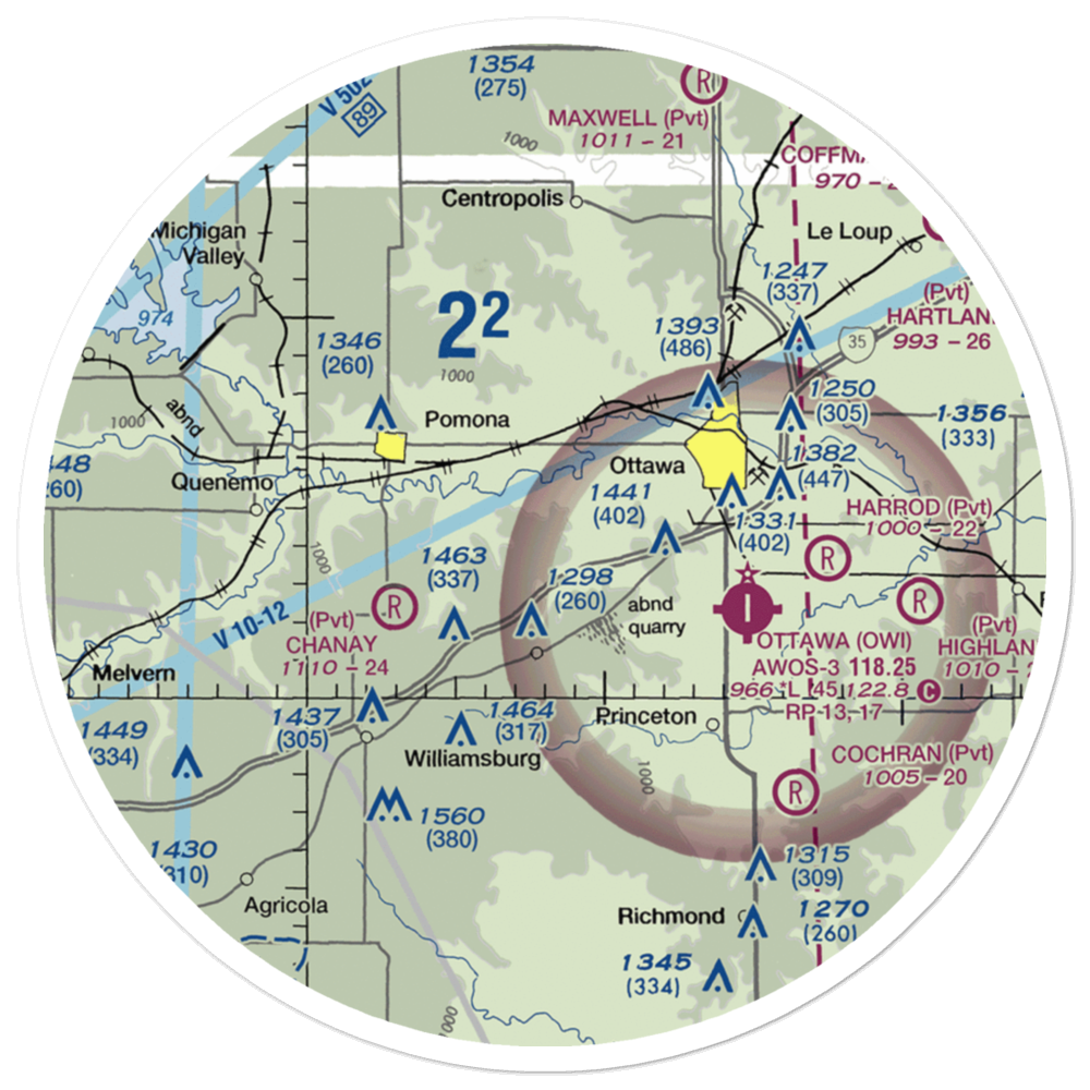 Camp Chippewa Airport (0KS3) VFR Sectional Sticker (30 mile) 