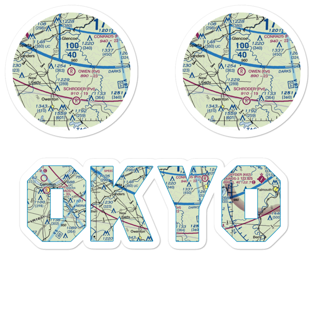 Owen Air Park (0KY0) VFR Sectional Sticker Pack 