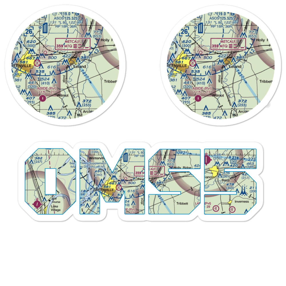 Lewis Air Service Airport (0MS5) VFR Sectional Sticker Pack 