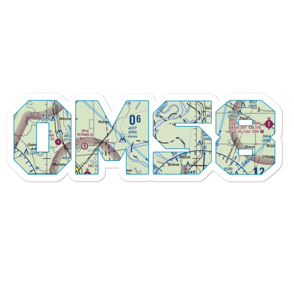 Catfish Point Airport (0MS8) VFR Sectional Sticker 