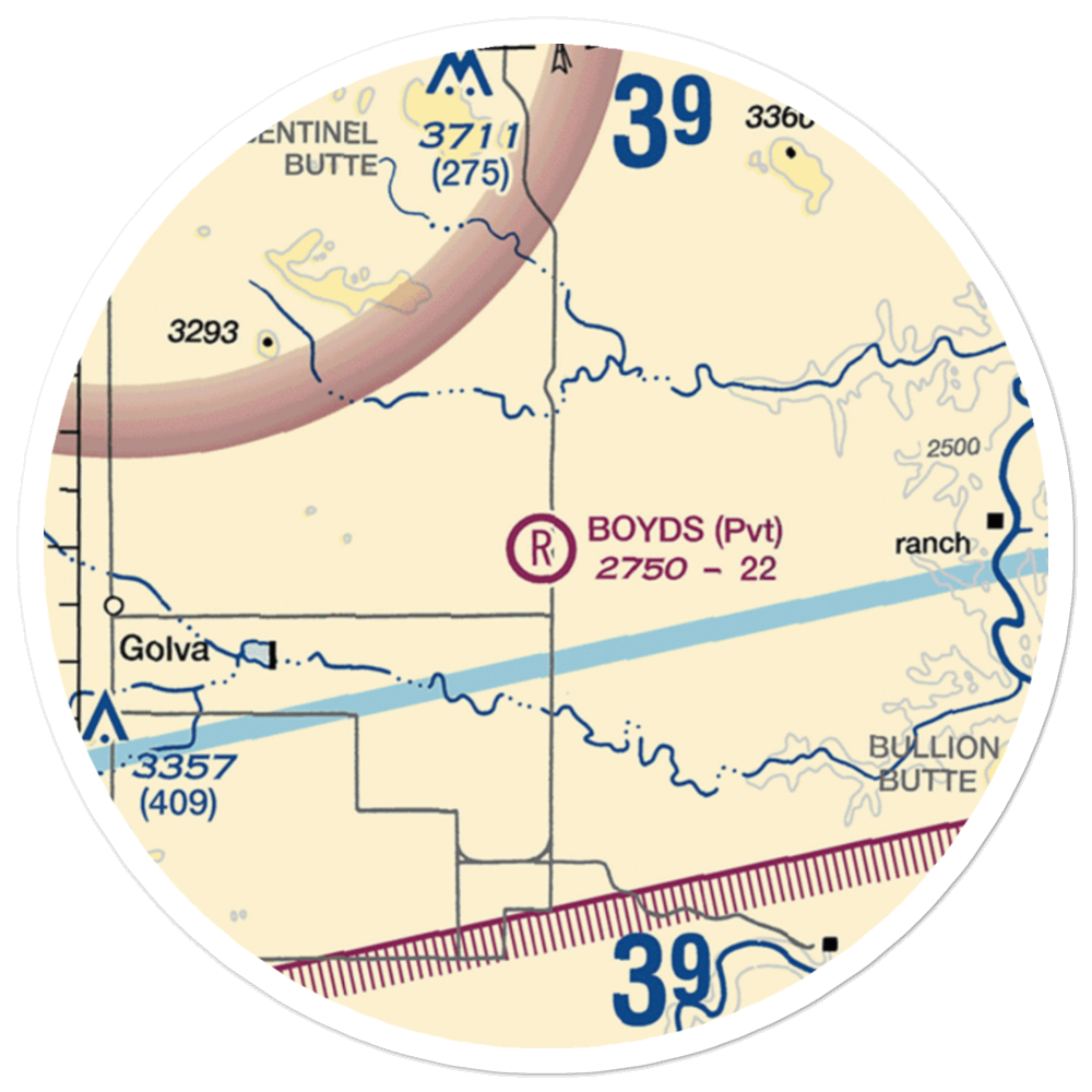Boyd's Turf Airport (0NA9) VFR Sectional Sticker (20 mile) 