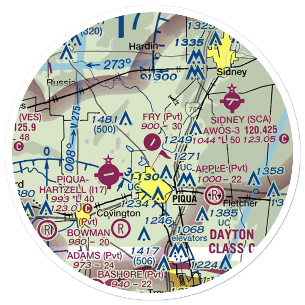 Fry Airport (0OH8) VFR Sectional Sticker (20 mile) 