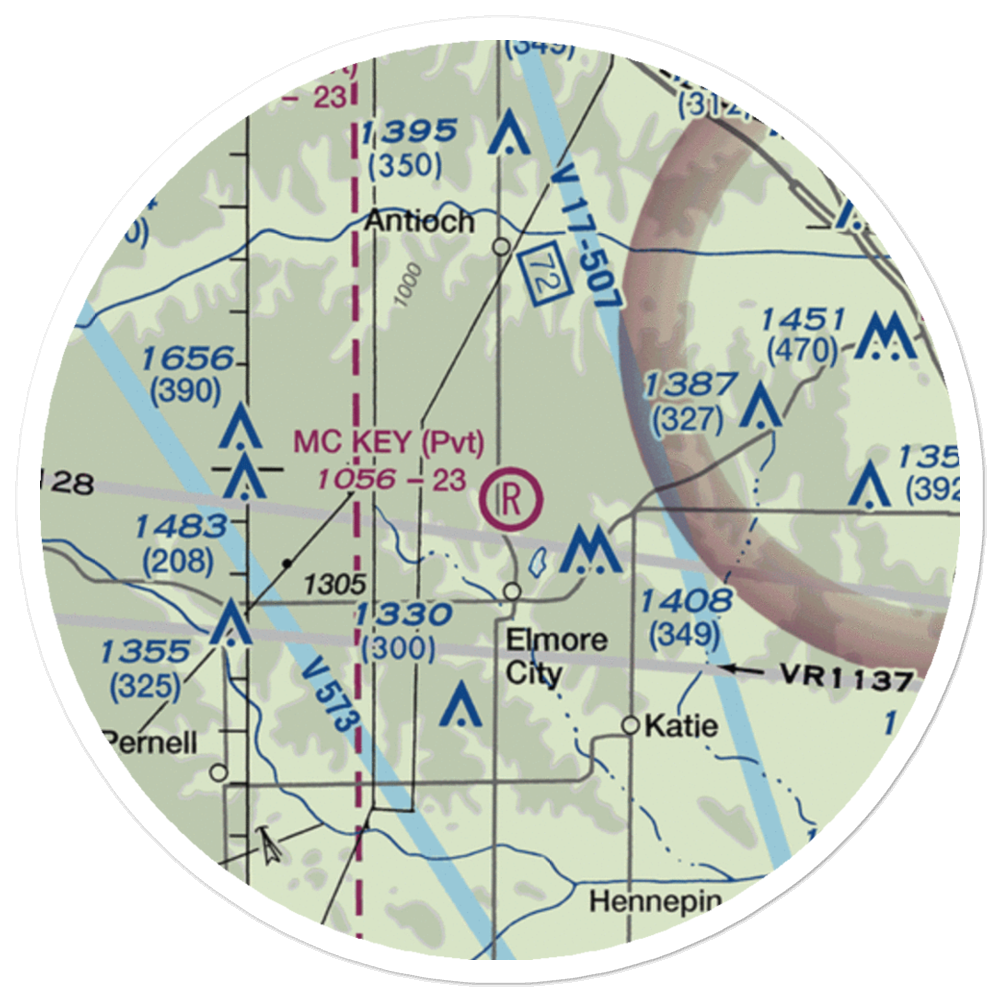 Mckey Airport (0OK1) VFR Sectional Sticker (20 mile) 