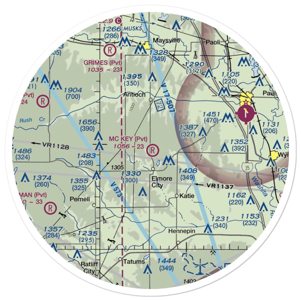 Mckey Airport (0OK1) VFR Sectional Sticker (30 mile) 