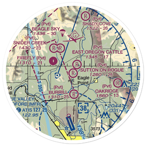 Sutton on Rogue Airport (0OR8) VFR Sectional Sticker (20 mile)