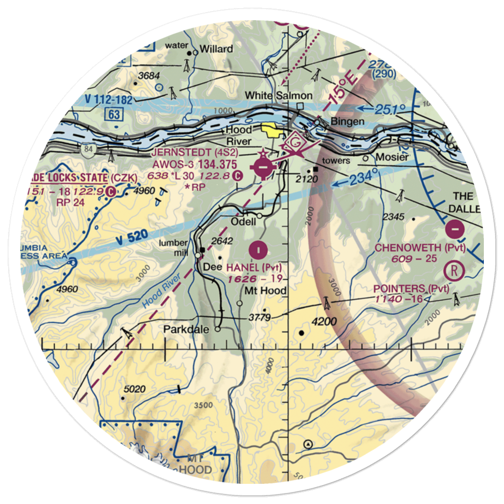 Hanel Field (0OR9) VFR Sectional Sticker (30 mile) 