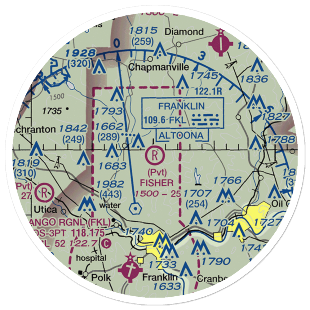 Fisher Airport (0PA5) VFR Sectional Sticker (20 mile) 