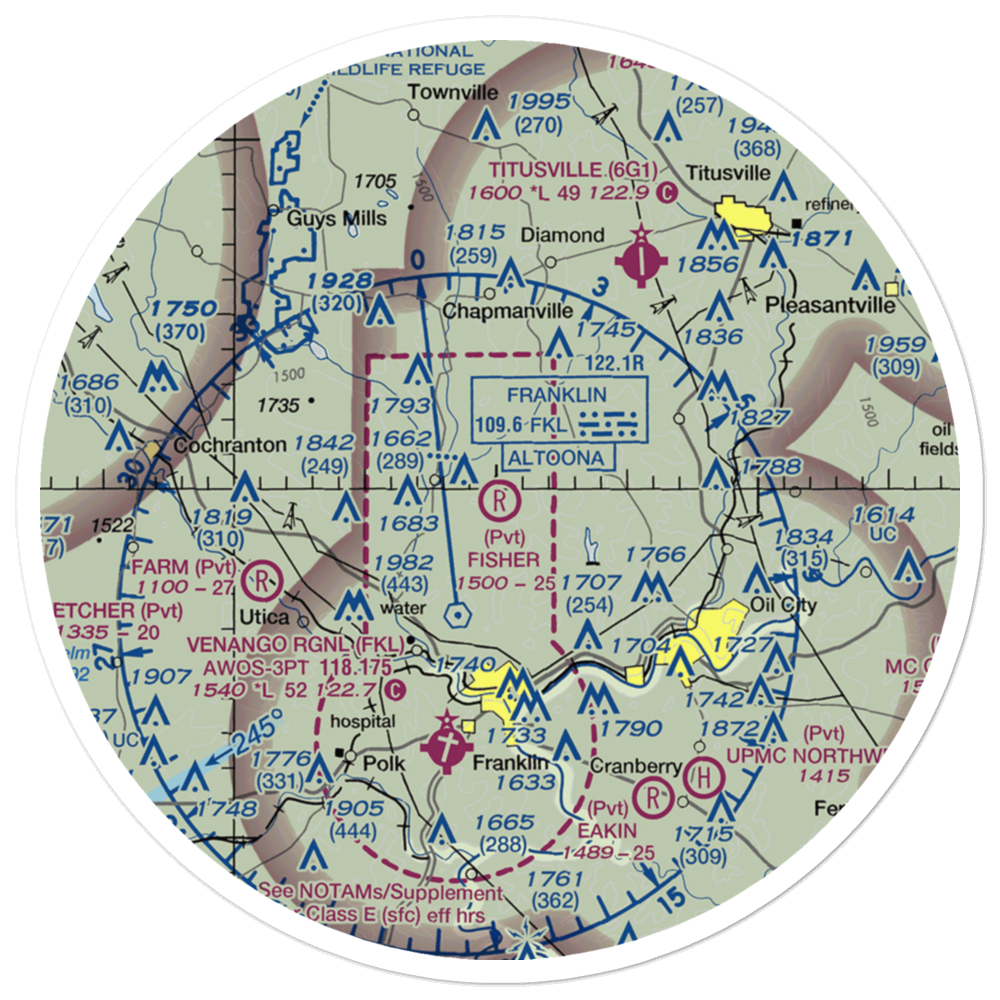 Fisher Airport (0PA5) VFR Sectional Sticker (30 mile) 