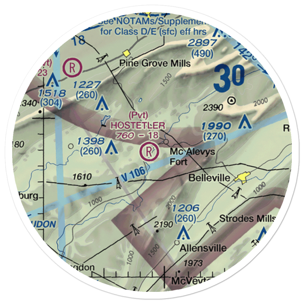 Hostetler Airport (0PA6) VFR Sectional Sticker (20 mile) 