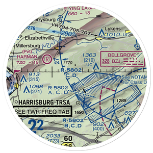 Carsonville Airport (0PS3) VFR Sectional Sticker (20 mile)