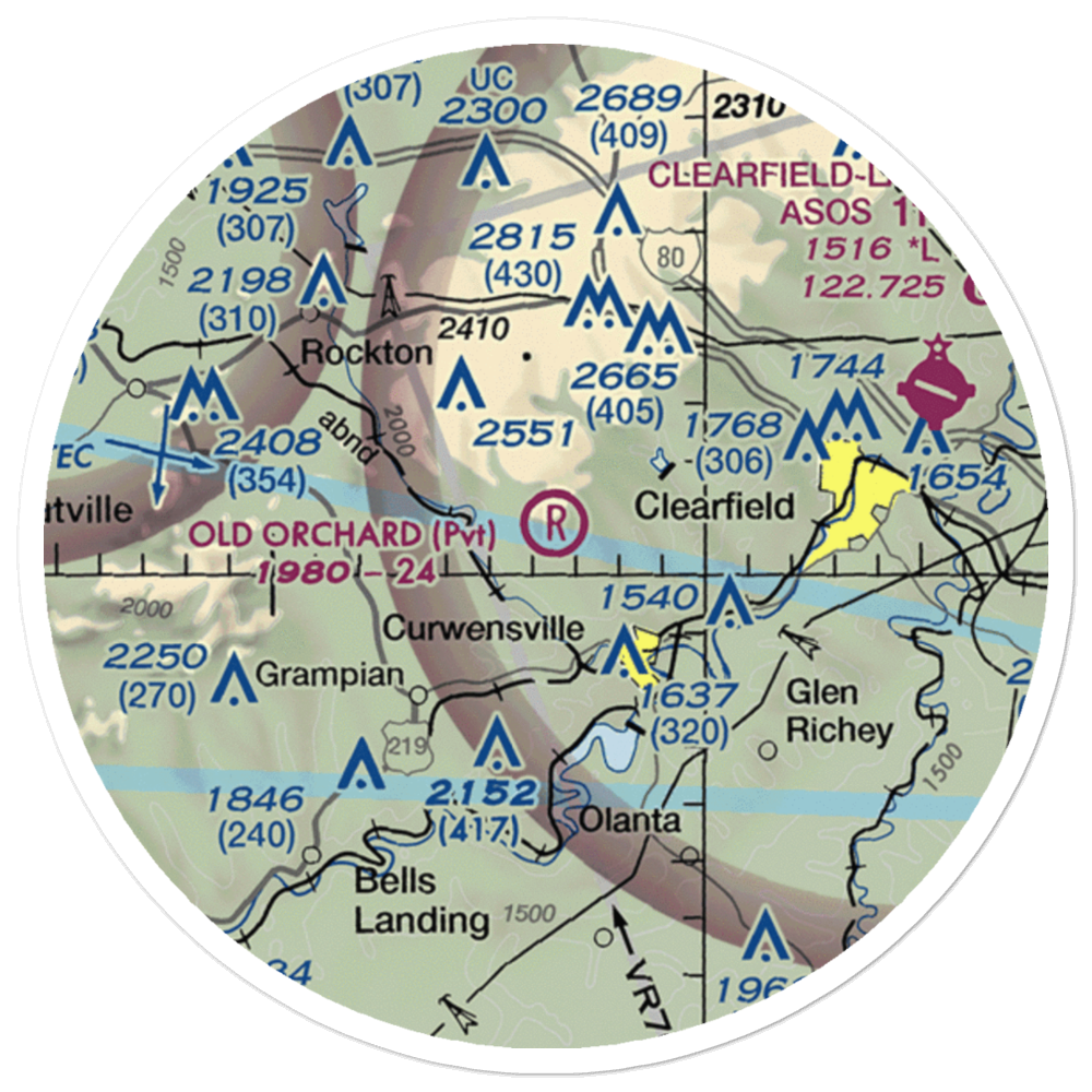 Old Orchard Airport (0PS4) VFR Sectional Sticker (20 mile) 