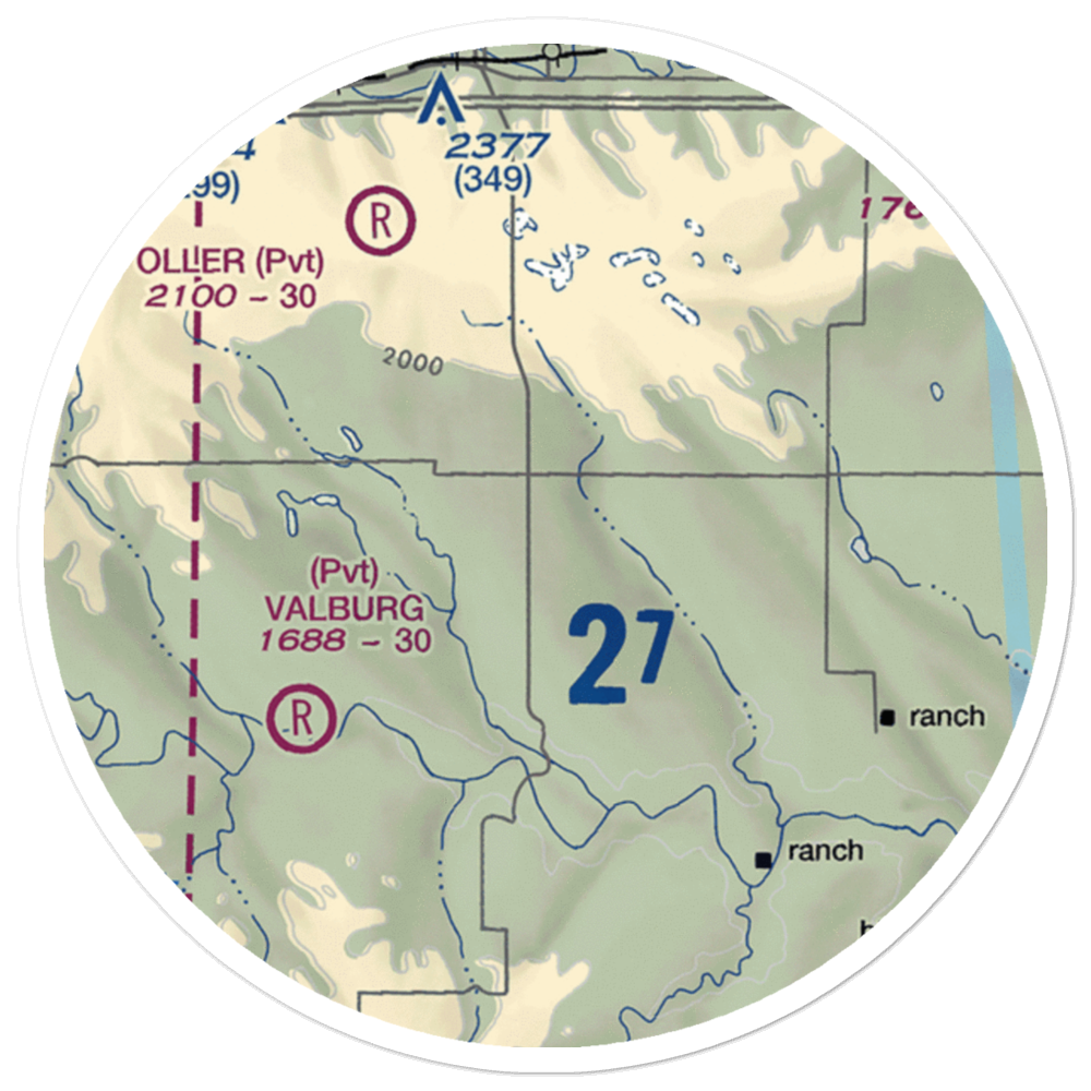 Juhnke Airport (0SD8) VFR Sectional Sticker (20 mile) 