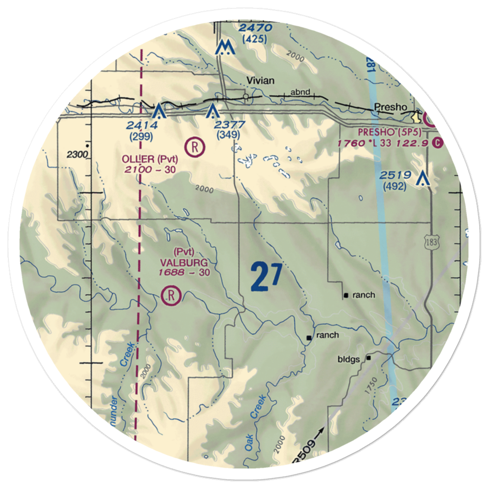 Juhnke Airport (0SD8) VFR Sectional Sticker (30 mile) 