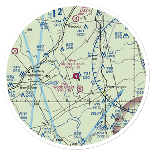 Hilltop Lakes Airport (0TE4) VFR Sectional Sticker (30 mile)