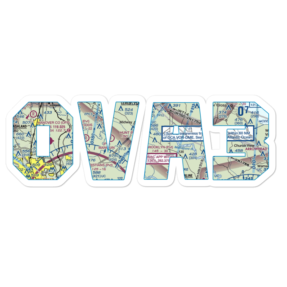 Hunt Airport (0VA3) VFR Sectional Sticker 