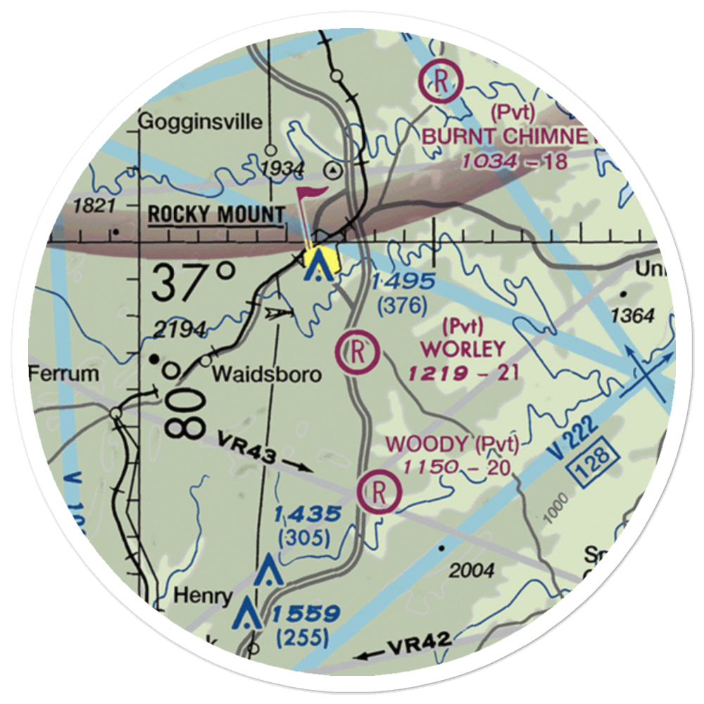 Worley Field (0VA4) VFR Sectional Sticker (20 mile) 