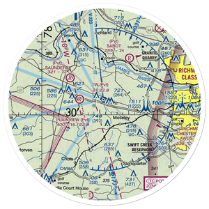 Flatrock Air Strip (0VA7) VFR Sectional Sticker (30 mile)