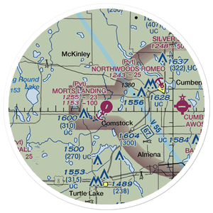 Mort's Landing Airport (0WI1) VFR Sectional Sticker (20 mile)