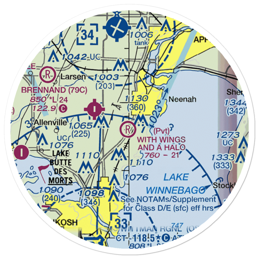 With Wings And A Halo Airport (0WI7) VFR Sectional Sticker (20 mile) 