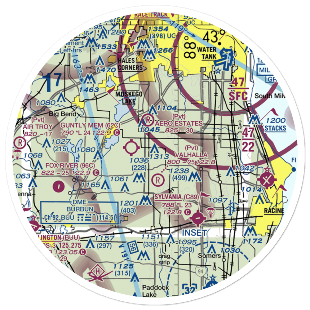 Potts Field (0WN5) VFR Sectional Sticker (30 mile) 
