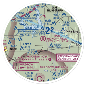 Hickory Hills Airport (10OK) VFR Sectional Sticker (20 mile)