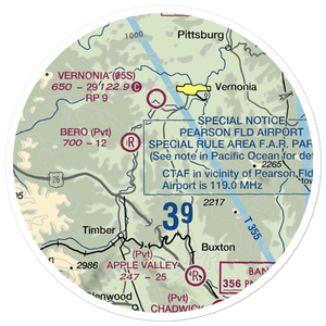 Stevens Mountain Airport (10OR) VFR Sectional Sticker (20 mile)