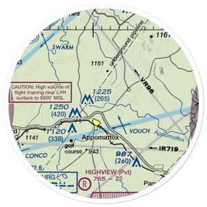 Nashs Airport (10VA) VFR Sectional Sticker (20 mile)