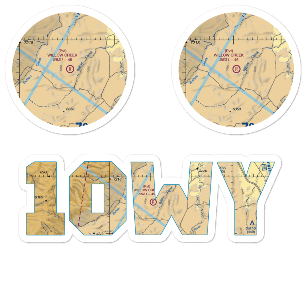 Willow Creek Ranch Airport (10WY) VFR Sectional Sticker Pack 