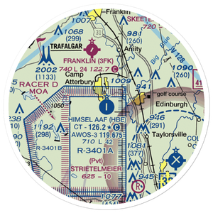 Atterbury Field (Camp Atterbury) (11II) VFR Sectional Sticker (20 mile)