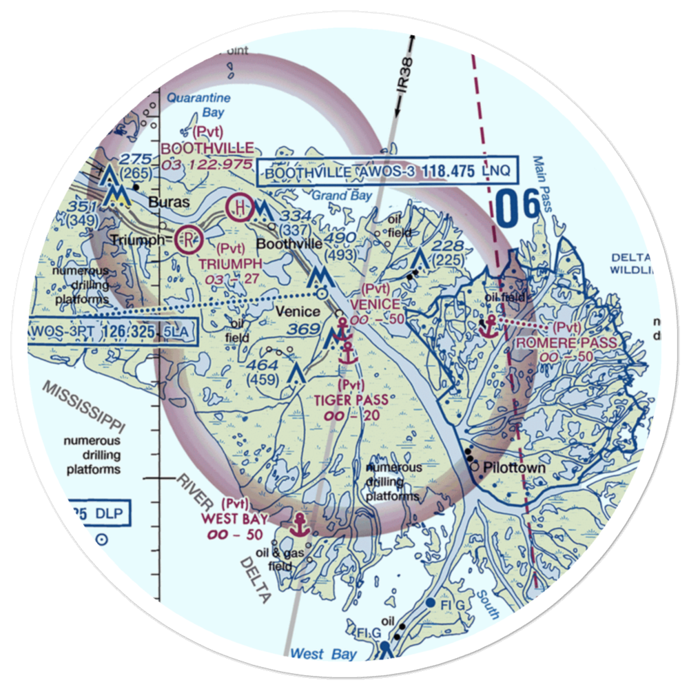Tiger Pass Seaplane Base (11LA) VFR Sectional Sticker (30 mile) 