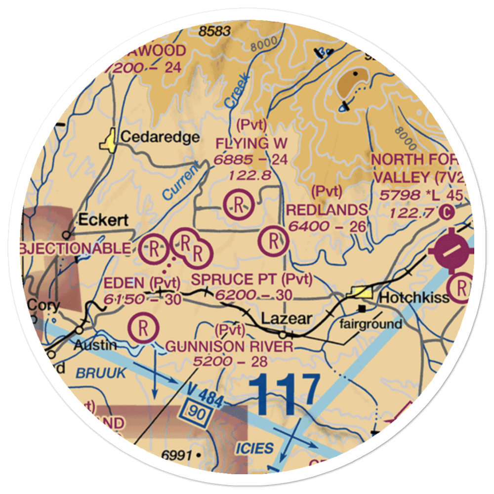 Omega 1 STOLport (12CO) VFR Sectional Sticker (20 mile) 